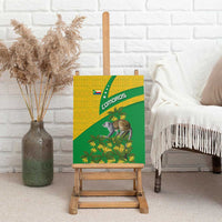 Comoros Canvas Wall Art with National Flag Lemur Design and Ylang Ylang Flower Pattern