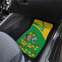 Comoros Car Mats with National Flag Lemur Design and Ylang Ylang Flower Pattern