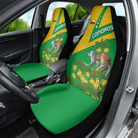 Comoros Car Seat Cover with National Flag Lemur Design and Ylang Ylang Flower Pattern