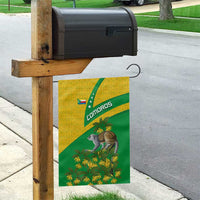 Comoros Garden Flag with National Flag Lemur Design and Ylang Ylang Flower Pattern