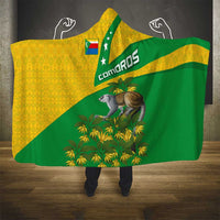 Comoros Hooded Blanket with National Flag Lemur Design and Ylang Ylang Flower Pattern
