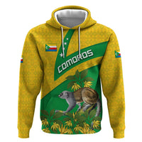 Comoros Hoodie with National Flag Lemur Design and Ylang Ylang Flower Pattern