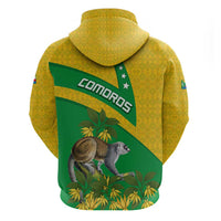 Comoros Hoodie with National Flag Lemur Design and Ylang Ylang Flower Pattern