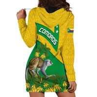 Comoros Hoodie Dress with National Flag Lemur Design and Ylang Ylang Flower Pattern