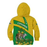 Comoros Kid Hoodie with National Flag Lemur Design and Ylang Ylang Flower Pattern