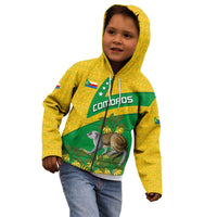 Comoros Kid Hoodie with National Flag Lemur Design and Ylang Ylang Flower Pattern