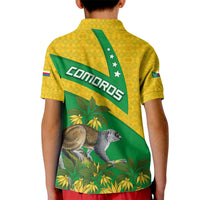 Comoros Kid Polo Shirt with National Flag Lemur Design and Ylang Ylang Flower Pattern