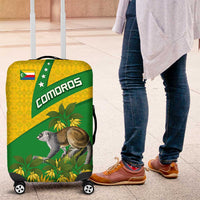 Comoros Luggage Cover with National Flag Lemur Design and Ylang Ylang Flower Pattern