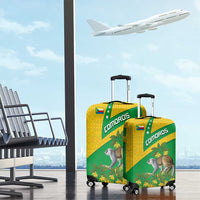 Comoros Luggage Cover with National Flag Lemur Design and Ylang Ylang Flower Pattern