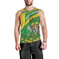 Comoros Men Tank Top with National Flag Lemur Design and Ylang Ylang Flower Pattern