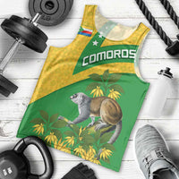 Comoros Men Tank Top with National Flag Lemur Design and Ylang Ylang Flower Pattern