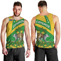 Comoros Men Tank Top with National Flag Lemur Design and Ylang Ylang Flower Pattern