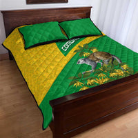 Comoros Quilt Bed Set with National Flag Lemur Design and Ylang Ylang Flower Pattern