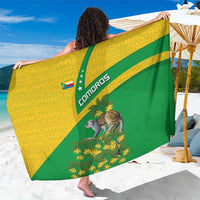 Comoros Sarong with National Flag Lemur Design and Ylang Ylang Flower Pattern