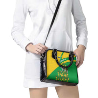 Comoros Shoulder Handbag with National Flag Lemur Design and Ylang Ylang Flower Pattern