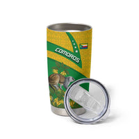 Comoros Tumbler Cup with National Flag Lemur Design and Ylang Ylang Flower Pattern