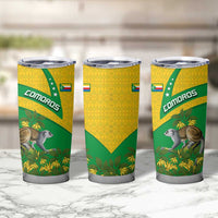Comoros Tumbler Cup with National Flag Lemur Design and Ylang Ylang Flower Pattern