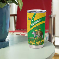 Comoros Tumbler Cup with National Flag Lemur Design and Ylang Ylang Flower Pattern