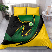 Comoros Bedding Set with Green Black Yellow Swirl Design and National Emblem Pattern