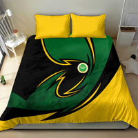 Comoros Bedding Set with Green Black Yellow Swirl Design and National Emblem Pattern