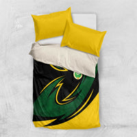 Comoros Bedding Set with Green Black Yellow Swirl Design and National Emblem Pattern