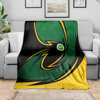 Comoros Blanket with Green Black Yellow Swirl Design and National Emblem Pattern