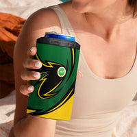 Comoros 4 in 1 Can Cooler Tumbler with Green Black Yellow Swirl Design and National Emblem Pattern