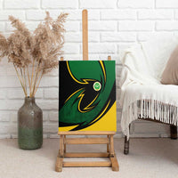 Comoros Canvas Wall Art with Green Black Yellow Swirl Design and National Emblem Pattern