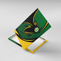 Comoros Canvas Wall Art with Green Black Yellow Swirl Design and National Emblem Pattern