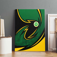 Comoros Canvas Wall Art with Green Black Yellow Swirl Design and National Emblem Pattern