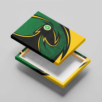 Comoros Canvas Wall Art with Green Black Yellow Swirl Design and National Emblem Pattern