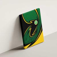Comoros Canvas Wall Art with Green Black Yellow Swirl Design and National Emblem Pattern