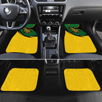 Comoros Car Mats with Green Black Yellow Swirl Design and National Emblem Pattern