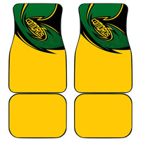 Comoros Car Mats with Green Black Yellow Swirl Design and National Emblem Pattern
