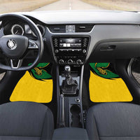 Comoros Car Mats with Green Black Yellow Swirl Design and National Emblem Pattern