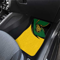Comoros Car Mats with Green Black Yellow Swirl Design and National Emblem Pattern