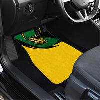 Comoros Car Mats with Green Black Yellow Swirl Design and National Emblem Pattern