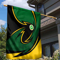 Comoros Garden Flag with Green Black Yellow Swirl Design and National Emblem Pattern