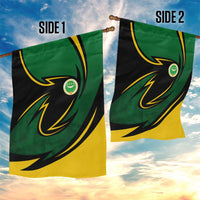 Comoros Garden Flag with Green Black Yellow Swirl Design and National Emblem Pattern