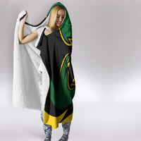 Comoros Hooded Blanket with Green Black Yellow Swirl Design and National Emblem Pattern