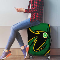 Comoros Luggage Cover with Green Black Yellow Swirl Design and National Emblem Pattern