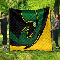 Comoros Quilt with Green Black Yellow Swirl Design and National Emblem Pattern