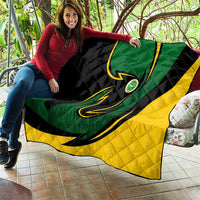 Comoros Quilt with Green Black Yellow Swirl Design and National Emblem Pattern