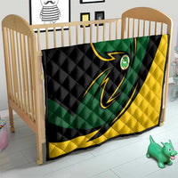 Comoros Quilt with Green Black Yellow Swirl Design and National Emblem Pattern