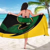 Comoros Sarong with Green Black Yellow Swirl Design and National Emblem Pattern