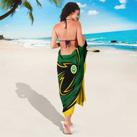 Comoros Sarong with Green Black Yellow Swirl Design and National Emblem Pattern