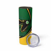 Comoros Skinny Tumbler with Green Black Yellow Swirl Design and National Emblem Pattern