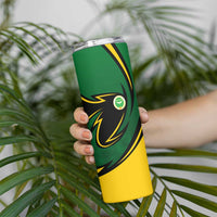 Comoros Skinny Tumbler with Green Black Yellow Swirl Design and National Emblem Pattern