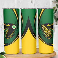 Comoros Skinny Tumbler with Green Black Yellow Swirl Design and National Emblem Pattern