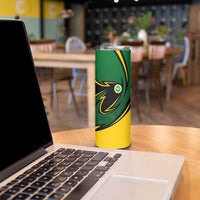 Comoros Skinny Tumbler with Green Black Yellow Swirl Design and National Emblem Pattern
